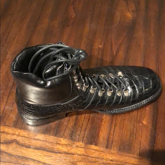 Caporicci Genuine Alligator Lace Up Boots Black - Picture 4 of 4